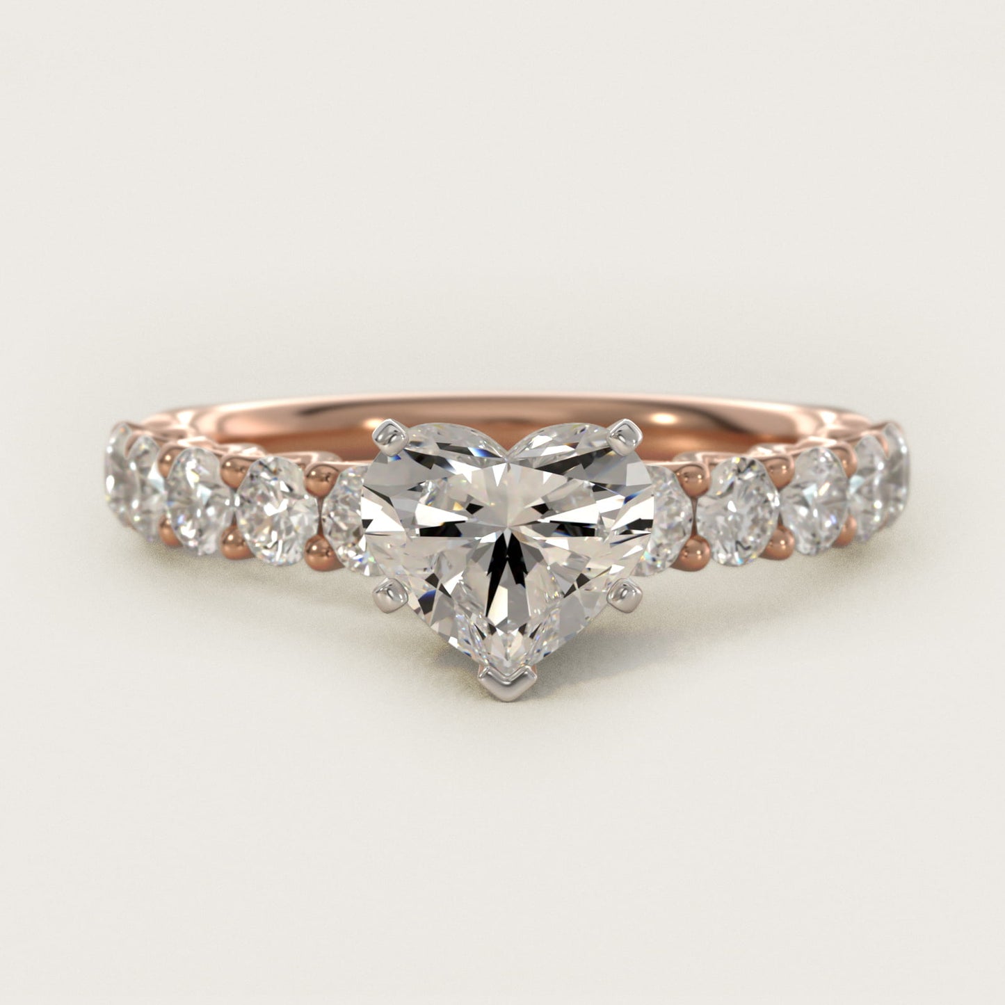 Tessere Diamond Engagement Ring in 14k Rose Gold (5/8 ct. tw.) - Heart Center