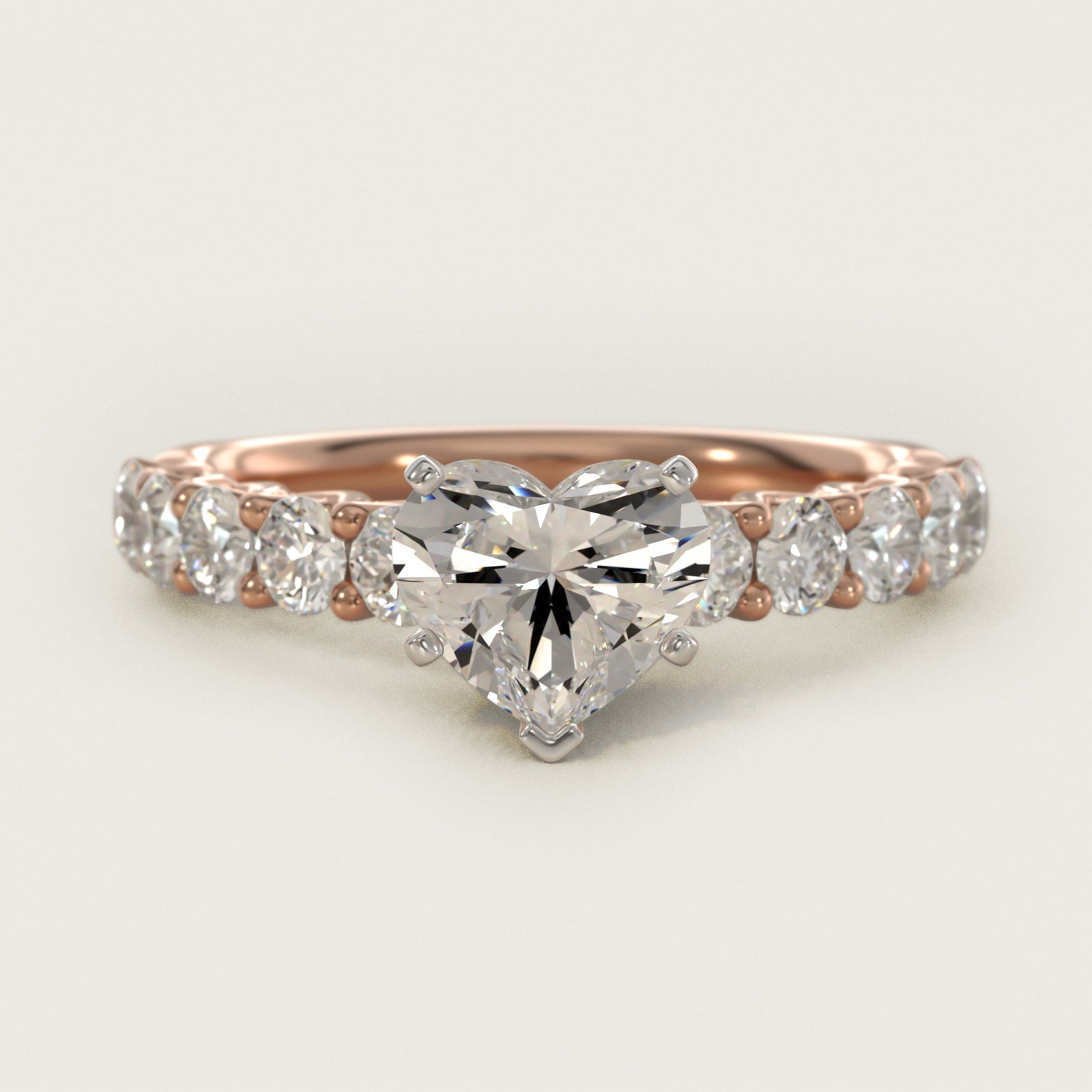 Tessere Diamond Engagement Ring in 14k Rose Gold (5/8 ct. tw.) - Heart Center