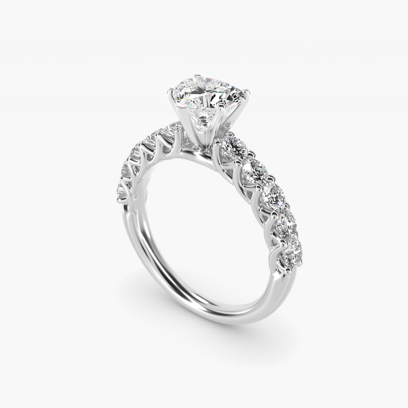 Tessere Diamond Engagement Ring in 18k White Gold (5/8 ct. tw.) - Heart Center