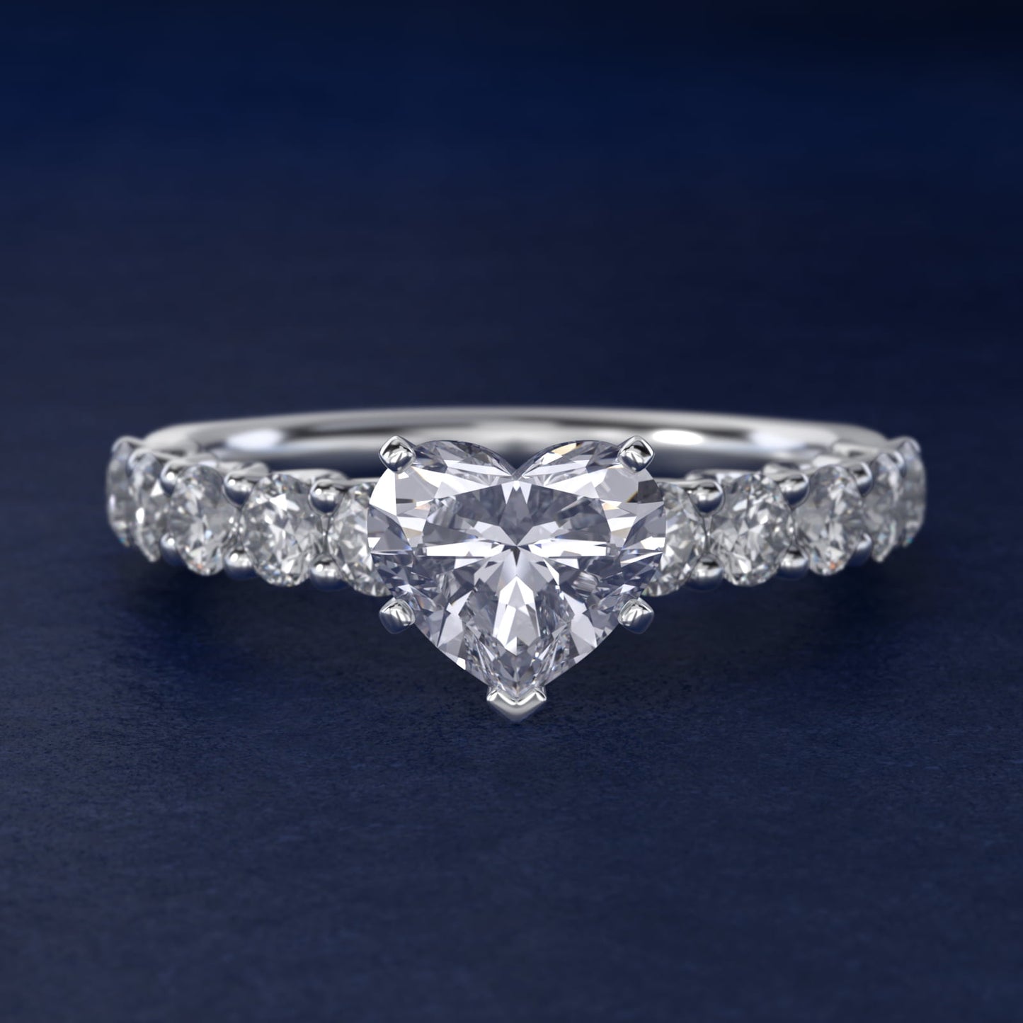 Tessere Diamond Engagement Ring in 14k White Gold (5/8 ct. tw.) - Heart Center