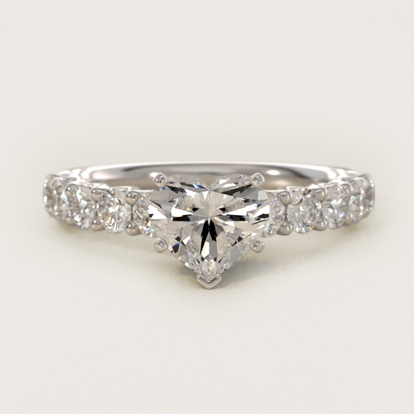 Tessere Diamond Engagement Ring in 14k White Gold (5/8 ct. tw.) - Heart Center