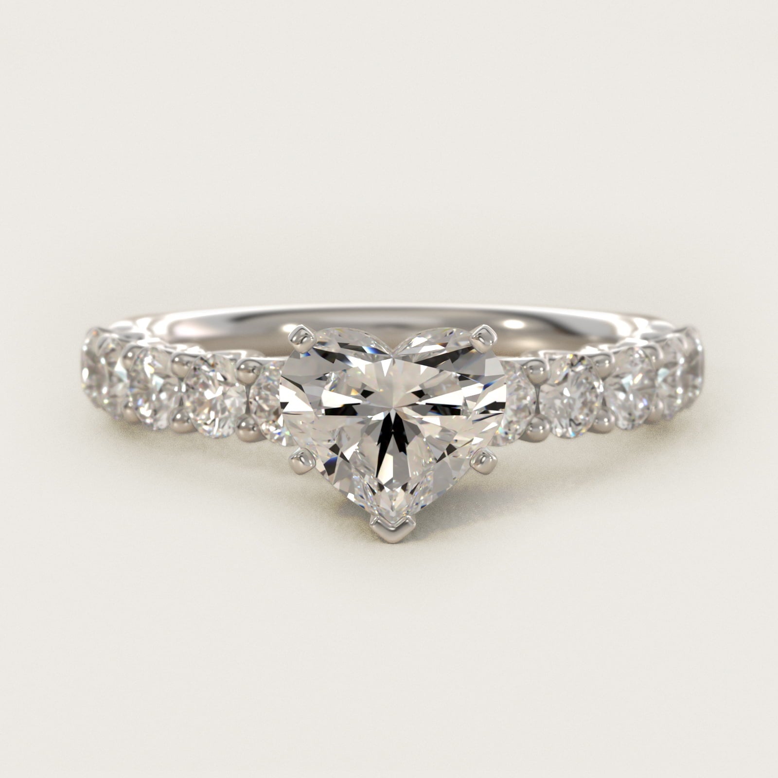 Tessere Diamond Engagement Ring in 18k White Gold (5/8 ct. tw.) - Heart Center