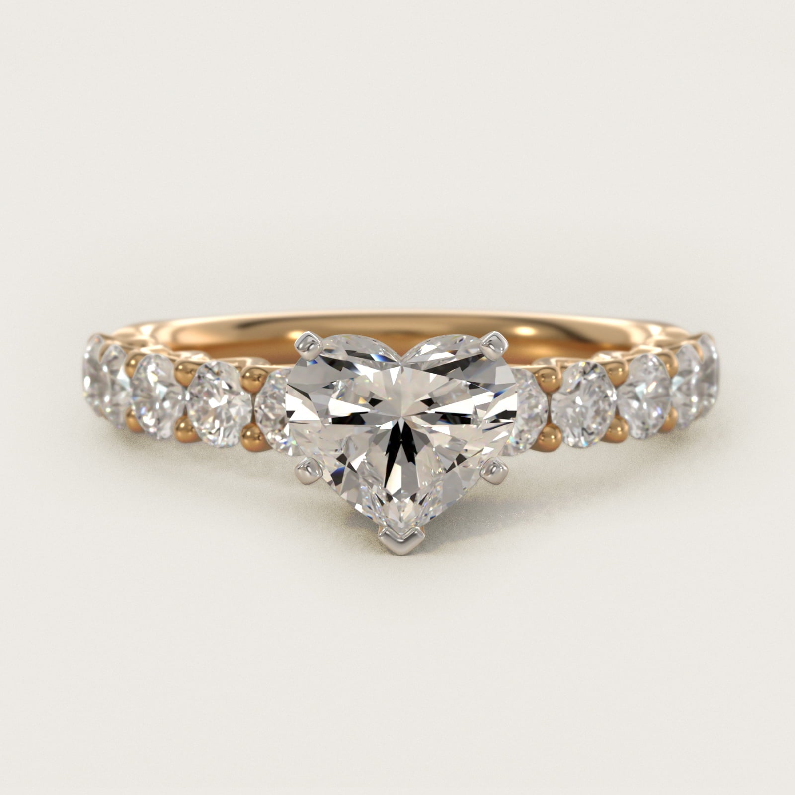 Tessere Diamond Engagement Ring in 18k Yellow Gold (5/8 ct. tw.) - Heart Center