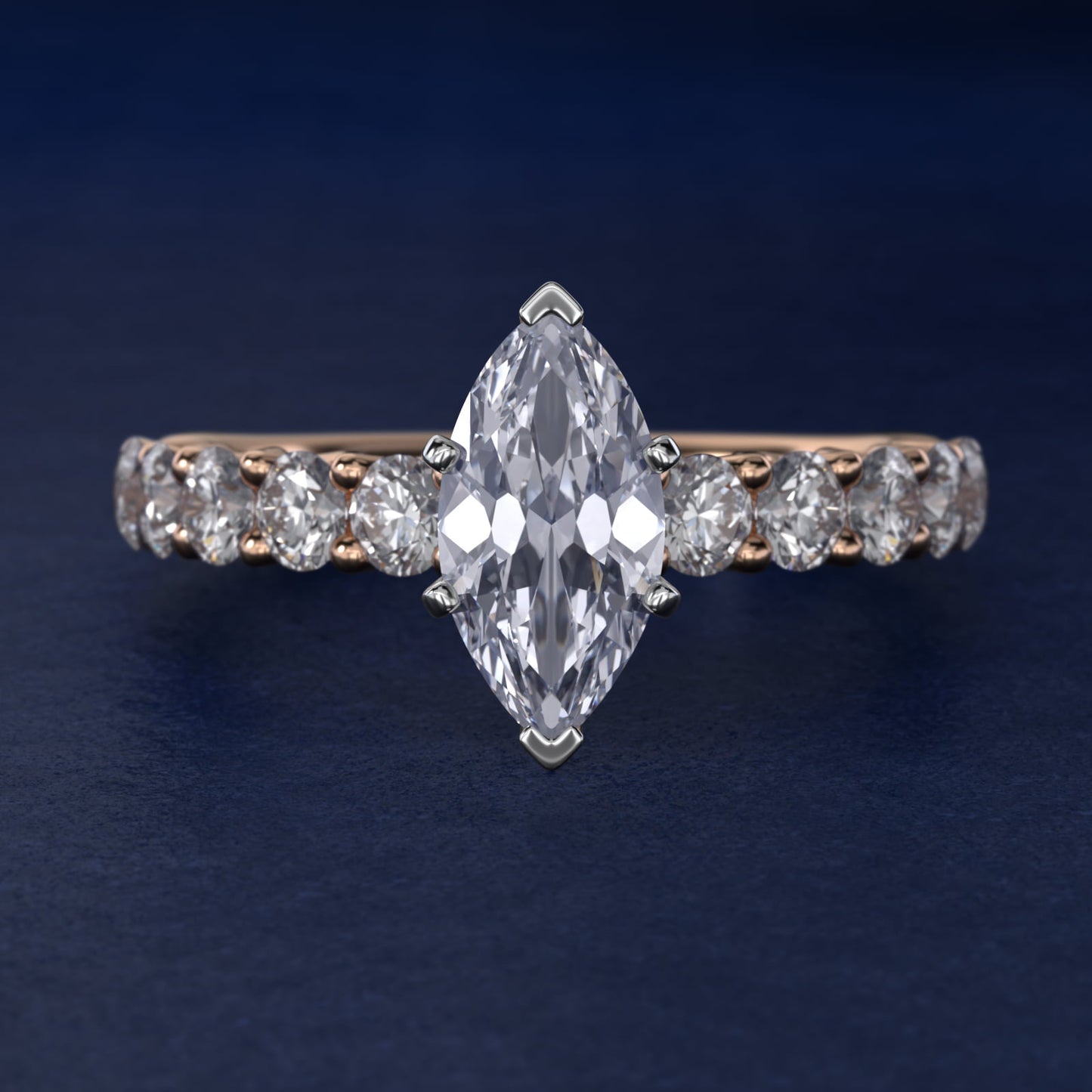 Tessere Diamond Engagement Ring in 14k Rose Gold (5/8 ct. tw.) - Marquise Center