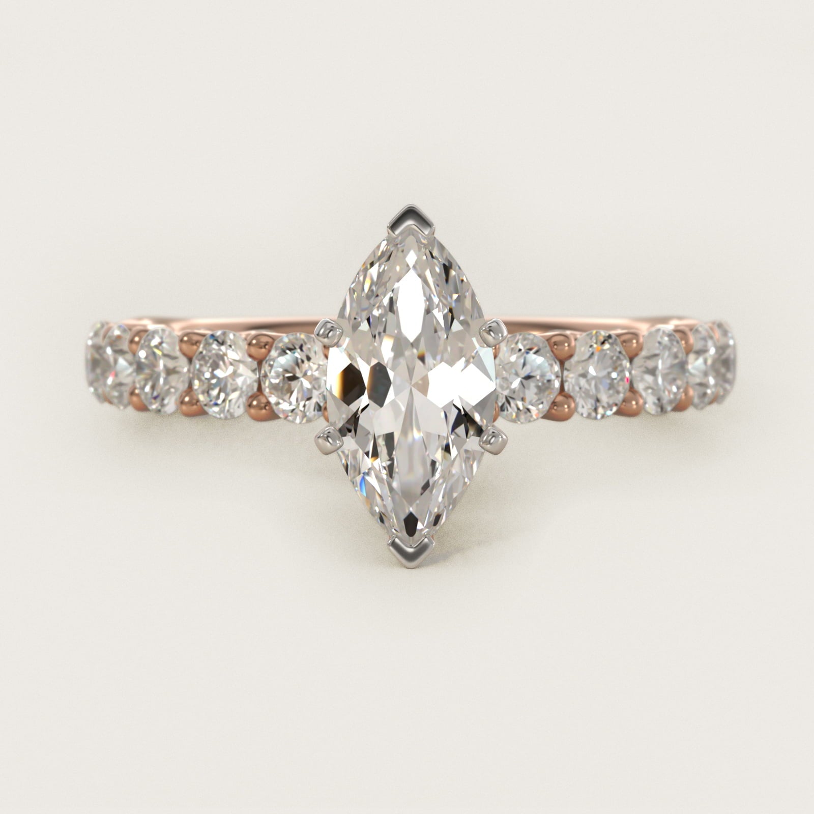 Tessere Diamond Engagement Ring in 14k Rose Gold (5/8 ct. tw.) - Marquise Center