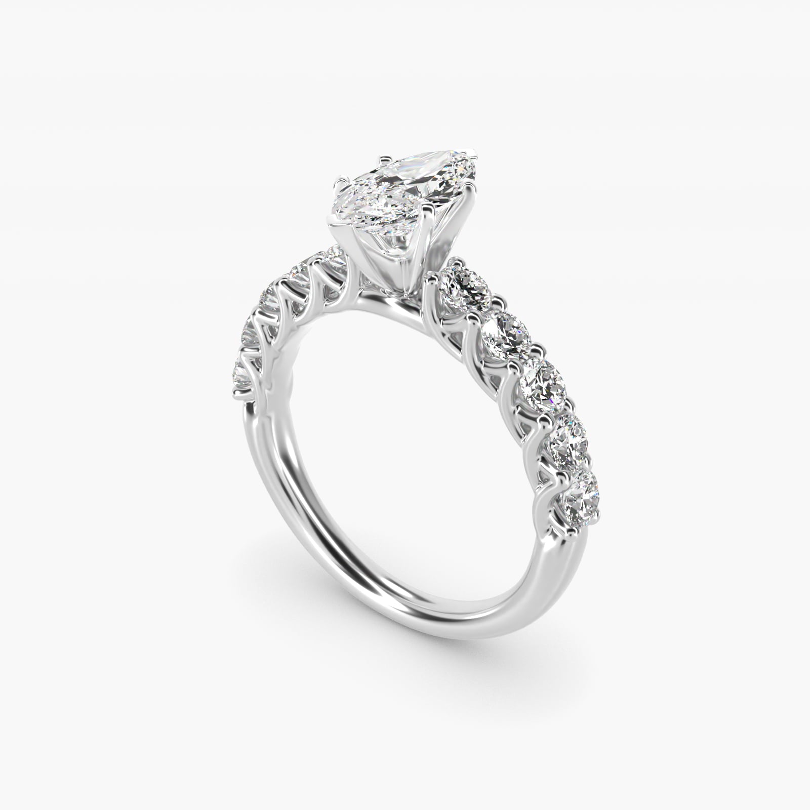 Tessere Diamond Engagement Ring in 18k White Gold (5/8 ct. tw.) - Marquise Center