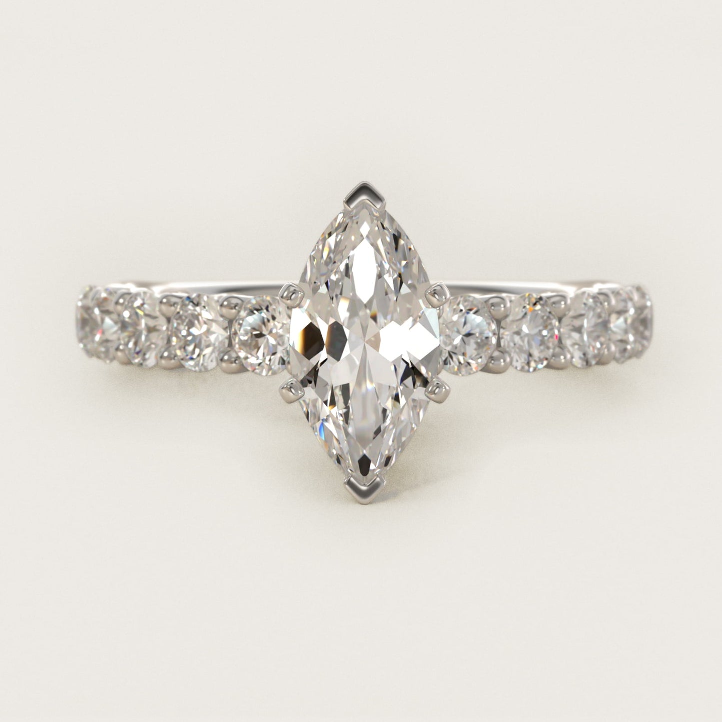 Tessere Diamond Engagement Ring in 14k White Gold (5/8 ct. tw.) - Marquise Center