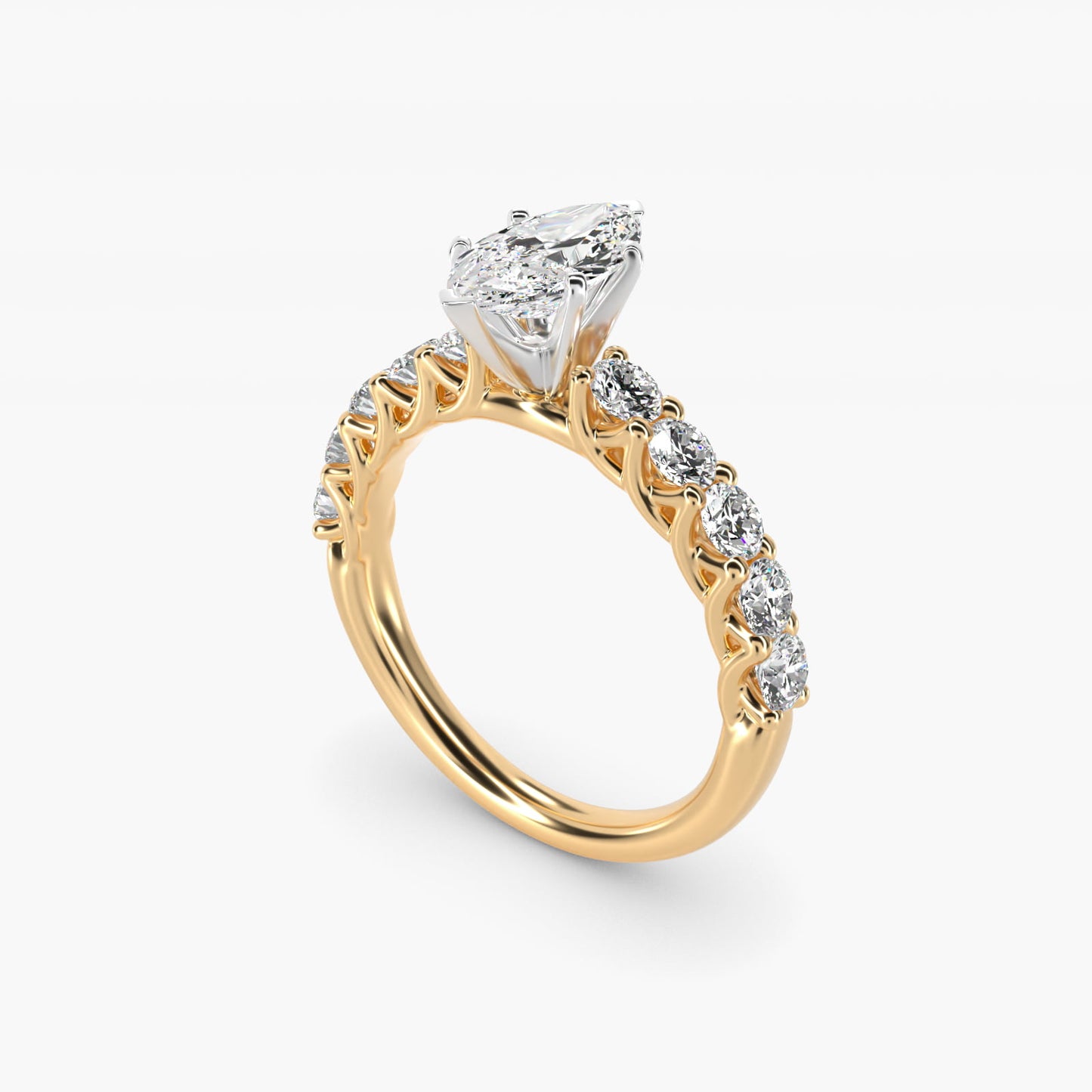 Tessere Diamond Engagement Ring in 14K Yellow Gold (5/8 ct. tw.) - Marquise Center