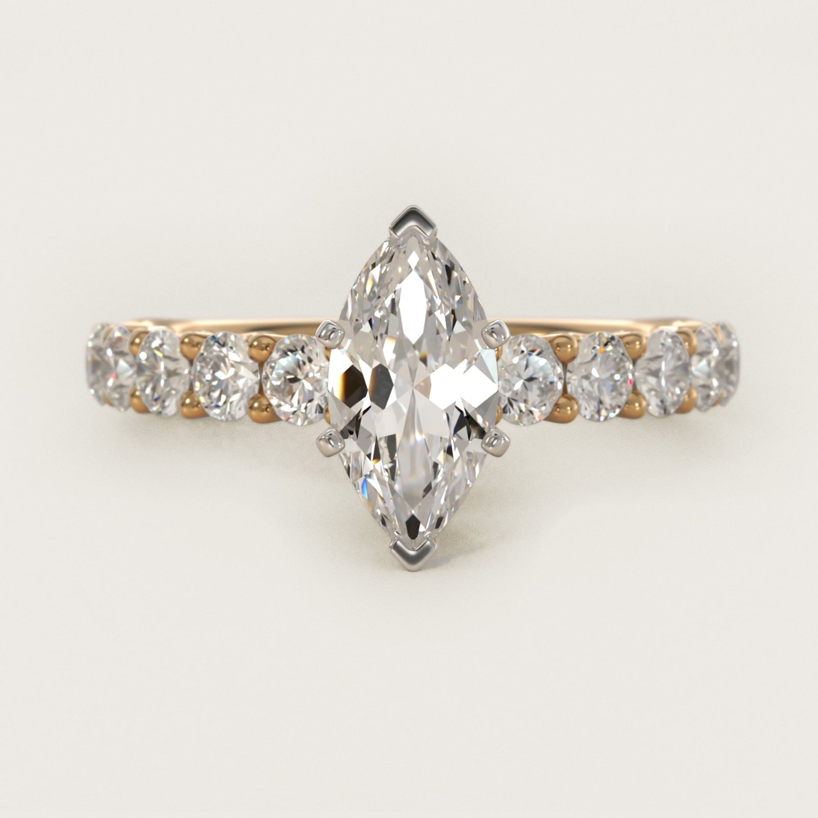 Tessere Diamond Engagement Ring in 18k Yellow Gold (5/8 ct. tw.) - Marquise Center