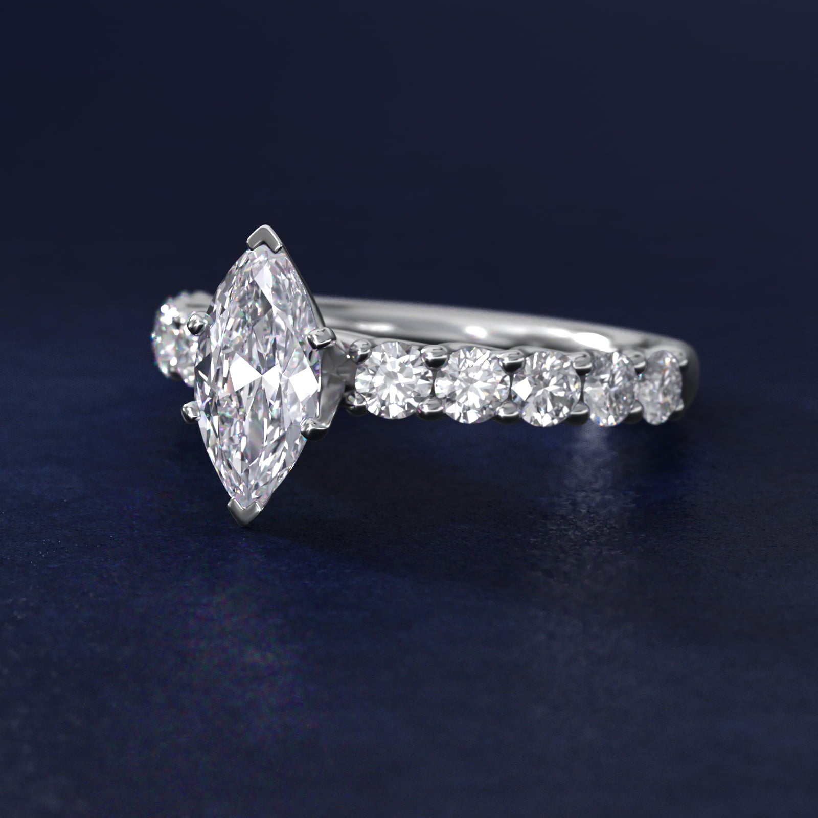Tessere Diamond Engagement Ring in Platinum (5/8 ct. tw.) - Marquise Center