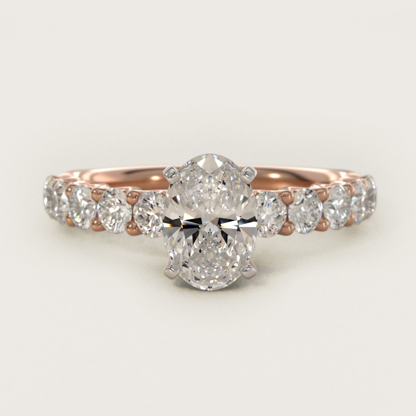Tessere Diamond Engagement Ring in 18k Rose Gold (5/8 ct. tw.) - Oval Center
