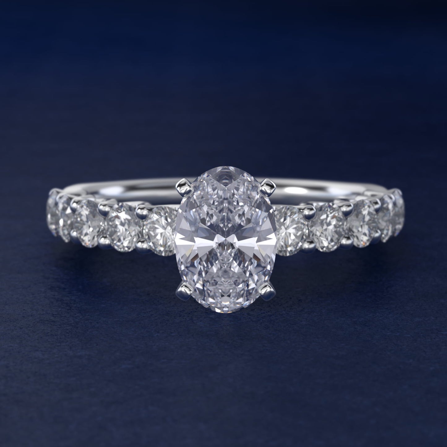 Tessere Diamond Engagement Ring in 14k White Gold (5/8 ct. tw.) - Oval Center
