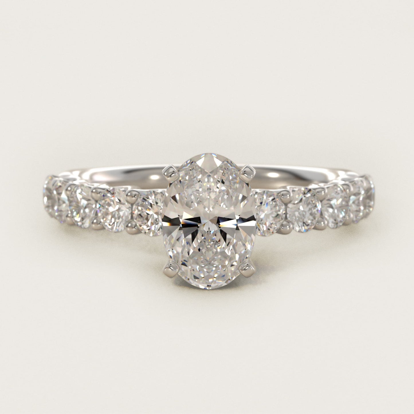 Tessere Diamond Engagement Ring in 14k White Gold (5/8 ct. tw.) - Oval Center