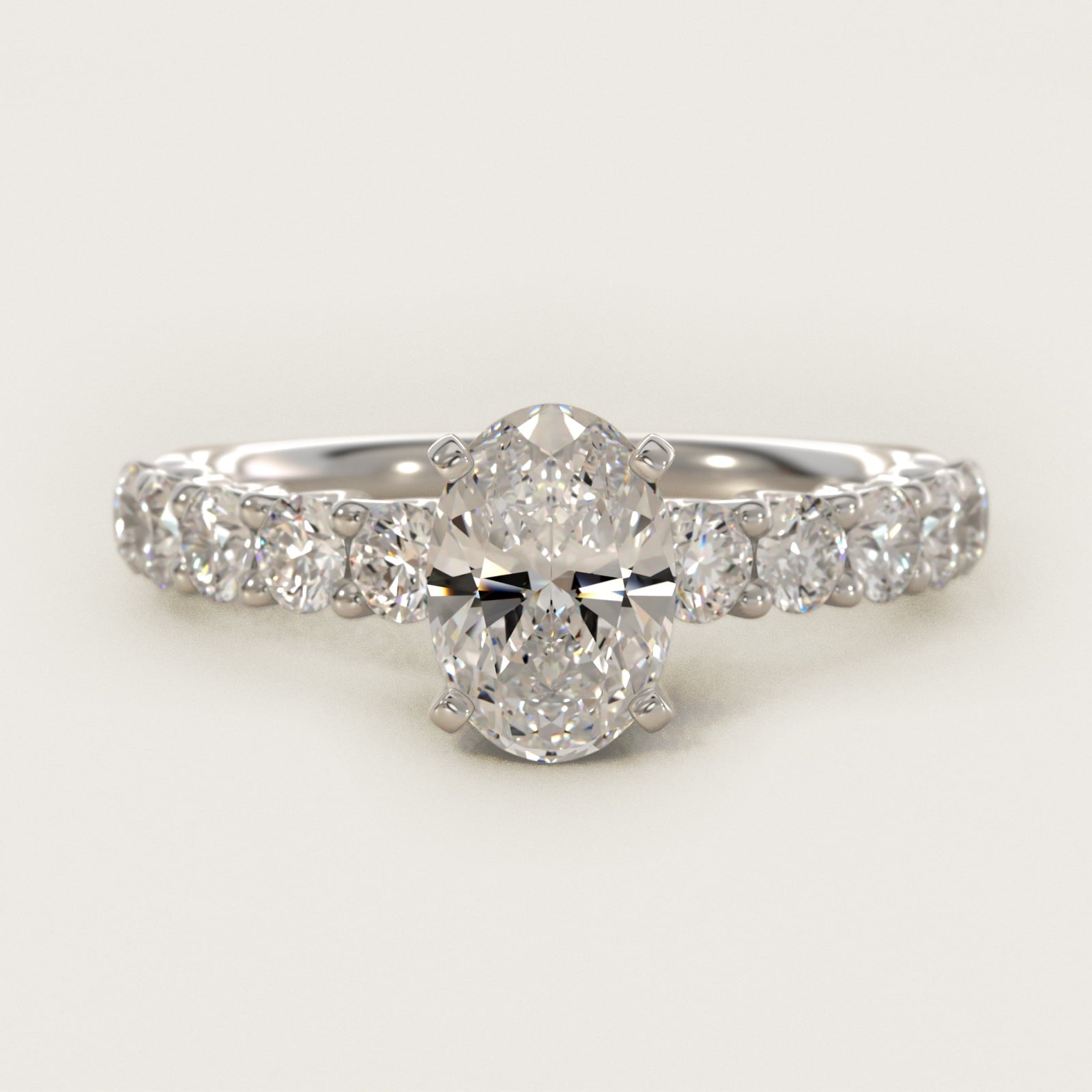 Tessere Diamond Engagement Ring in 14k White Gold (5/8 ct. tw.) - Oval Center