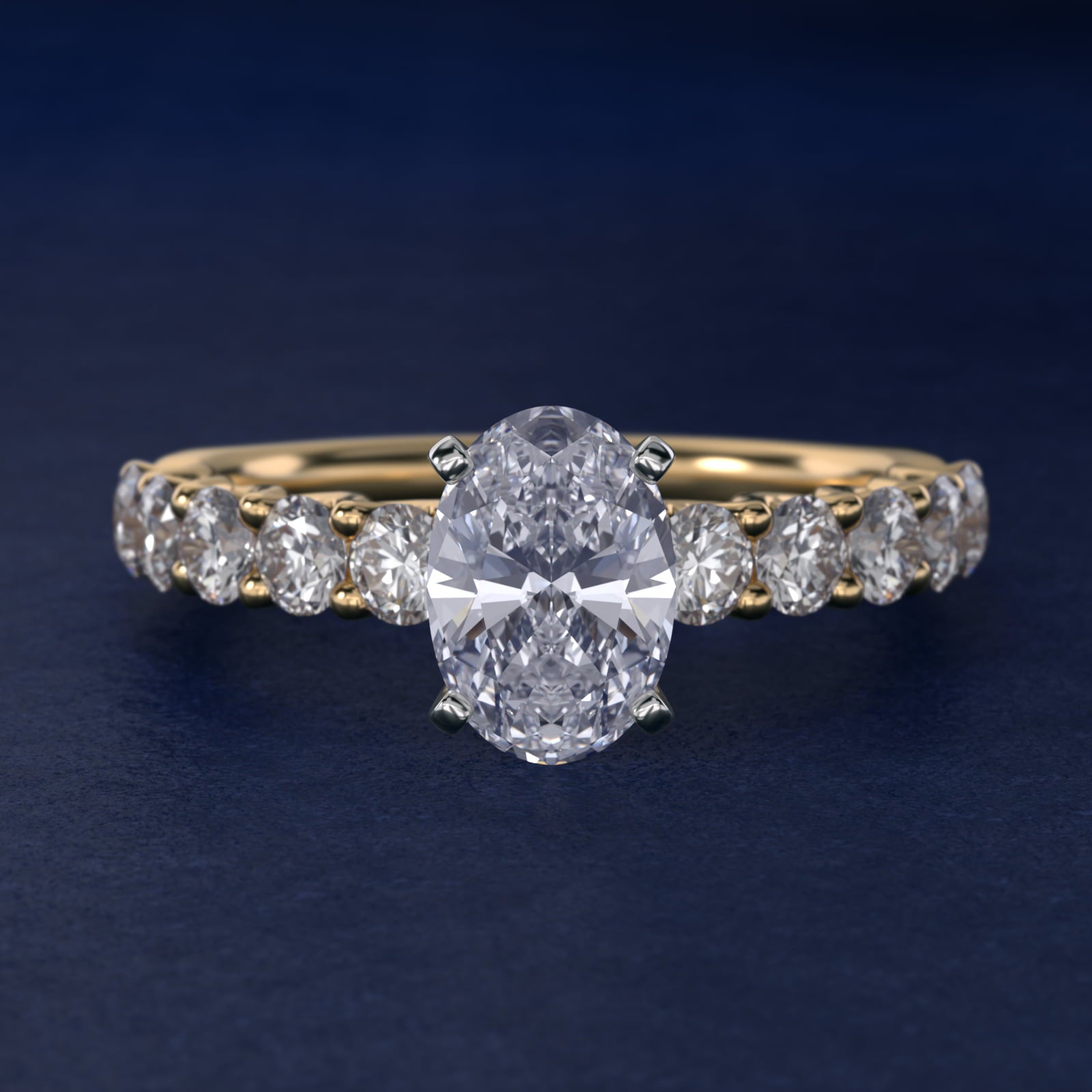 Tessere Diamond Engagement Ring in 14K Yellow Gold (5/8 ct. tw.) - Oval Center