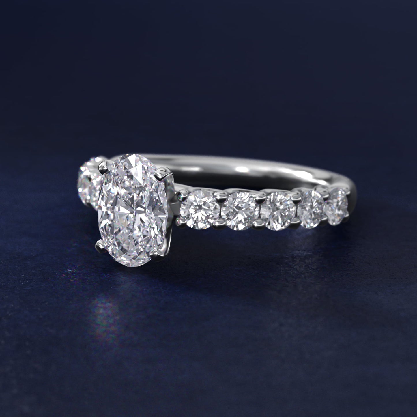 Tessere Diamond Engagement Ring in Platinum (5/8 ct. tw.) - Oval Center