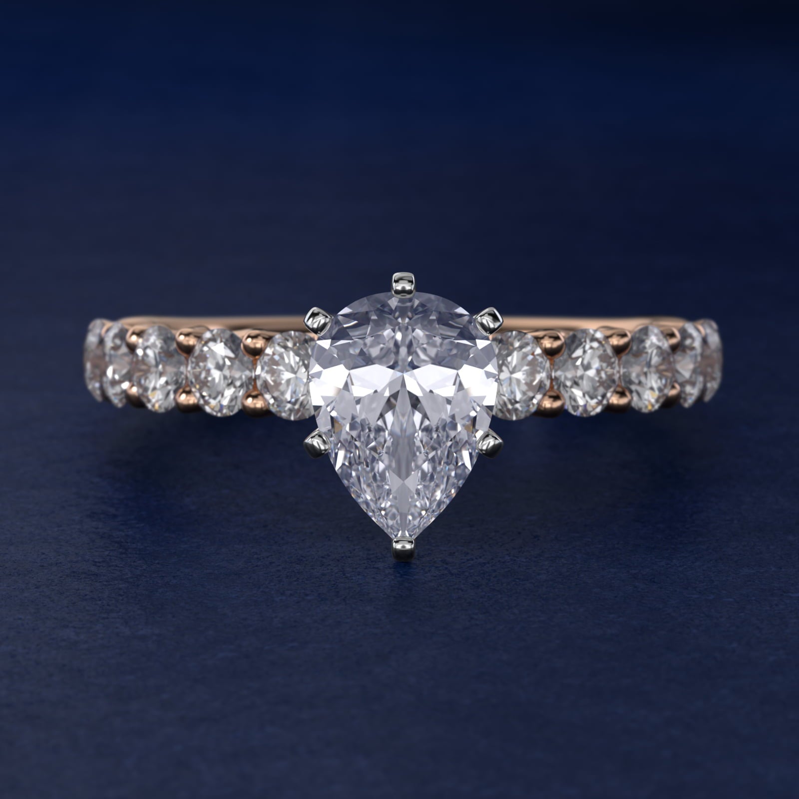 Tessere Diamond Engagement Ring in 18k Rose Gold (5/8 ct. tw.) - Pear Center
