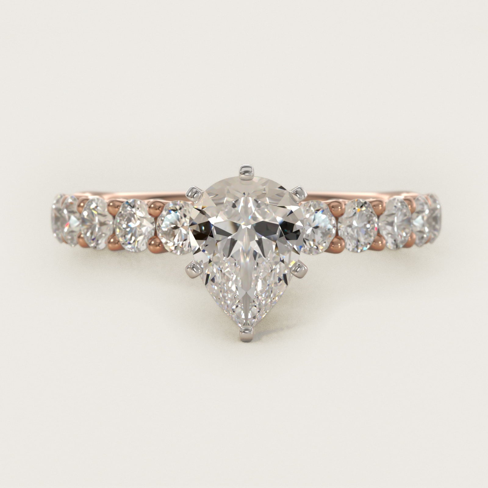 Tessere Diamond Engagement Ring in 14k Rose Gold (5/8 ct. tw.) - Pear Center
