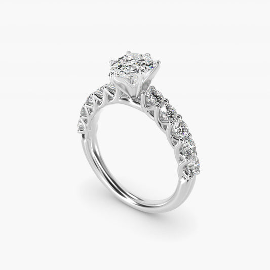 Tessere Diamond Engagement Ring in 14k White Gold (5/8 ct. tw.) - Pear Center