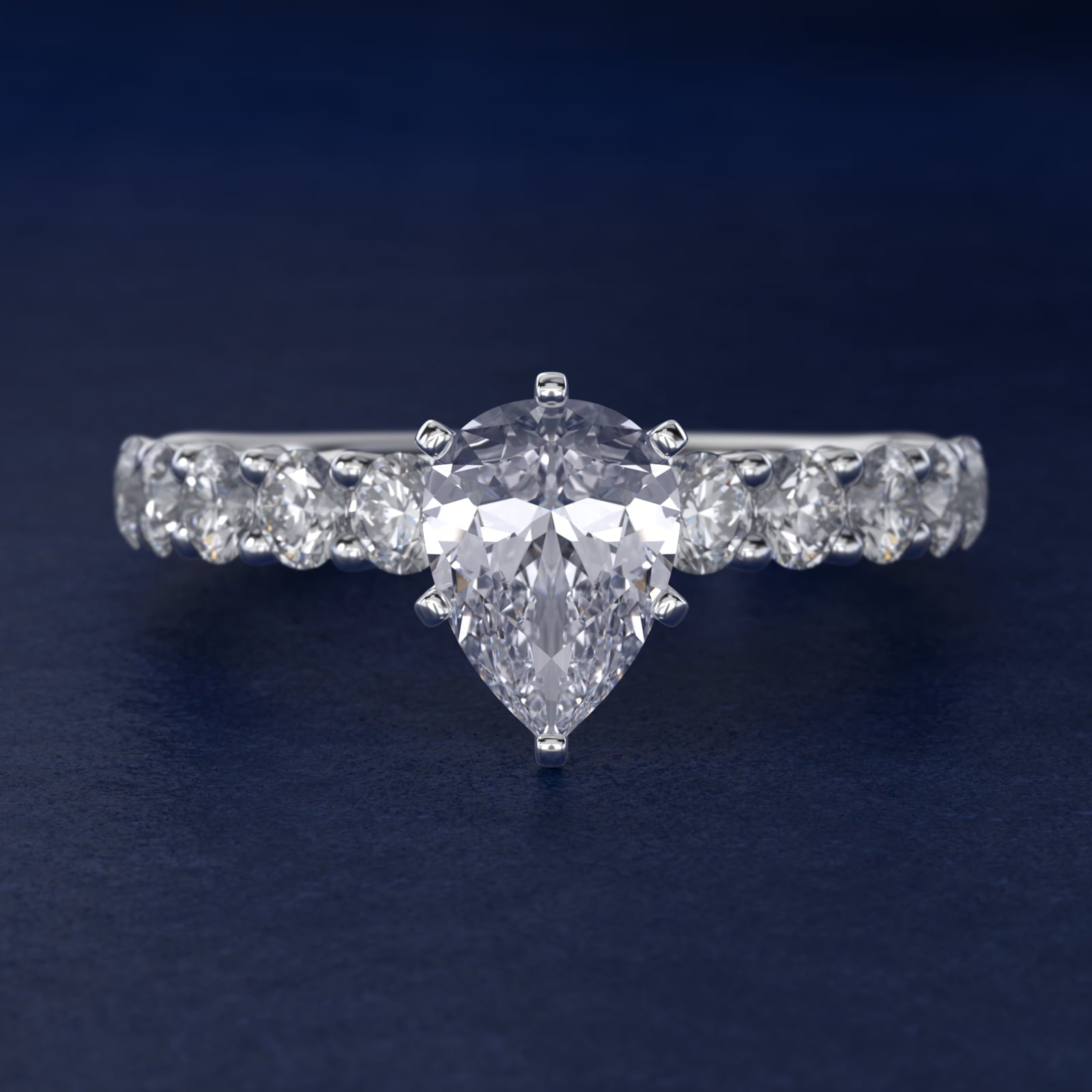 Tessere Diamond Engagement Ring in 18k White Gold (5/8 ct. tw.) - Pear Center