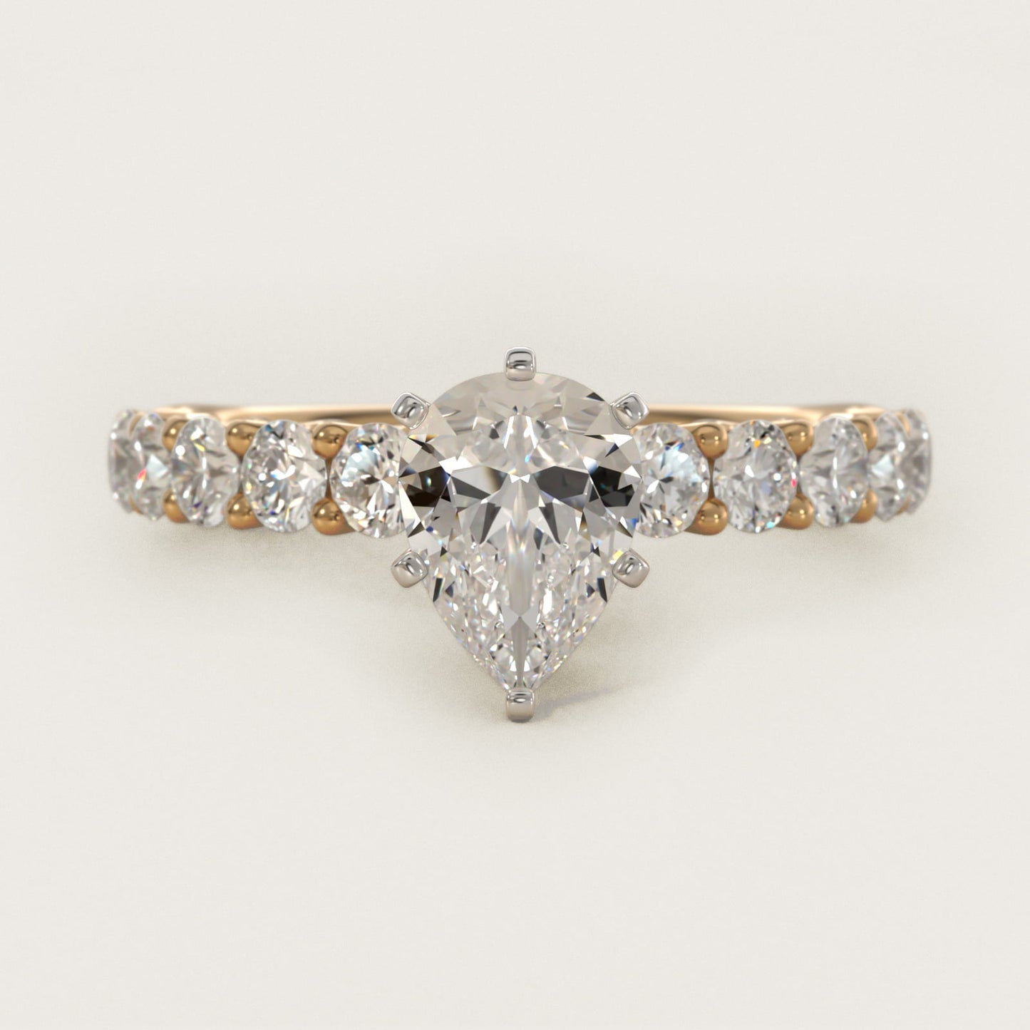 Tessere Diamond Engagement Ring in 18k Yellow Gold (5/8 ct. tw.) - Pear Center