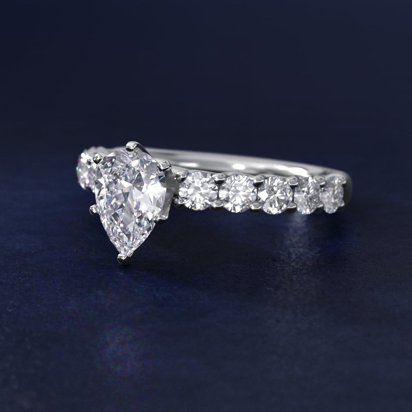 Tessere Diamond Engagement Ring in Platinum (5/8 ct. tw.) - Pear Center
