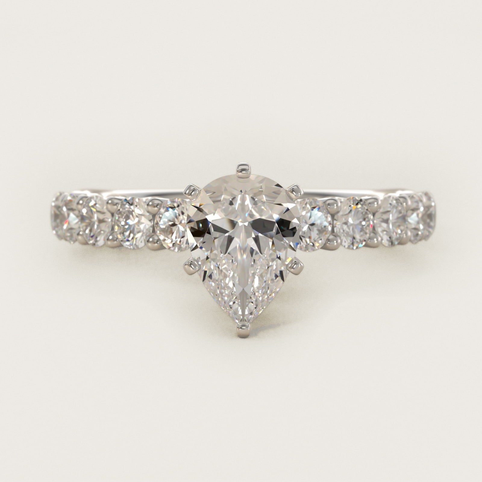 Tessere Diamond Engagement Ring in Platinum (5/8 ct. tw.) - Pear Center