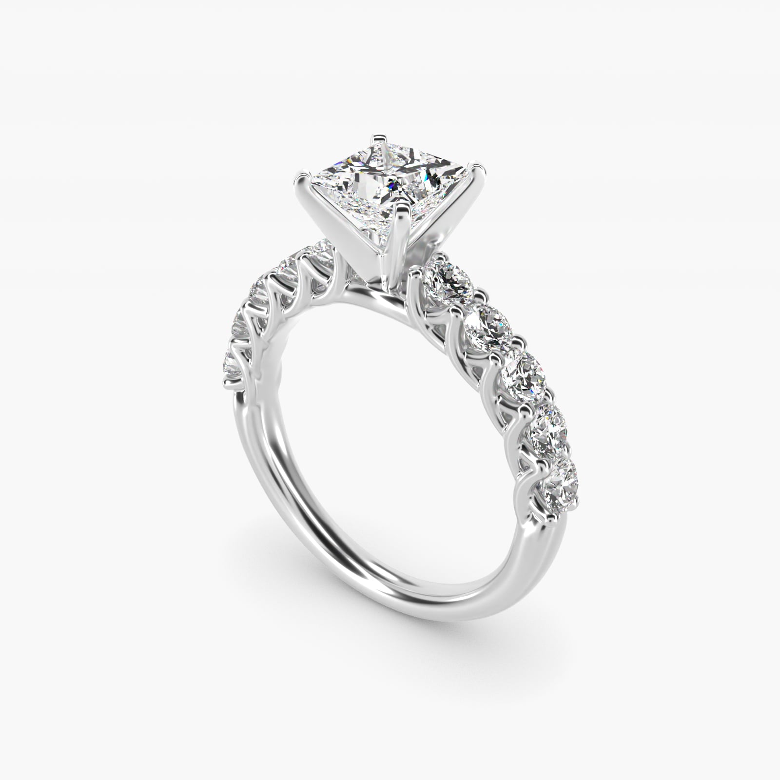 Tessere Diamond Engagement Ring in 14k White Gold (5/8 ct. tw.) - Princess Center