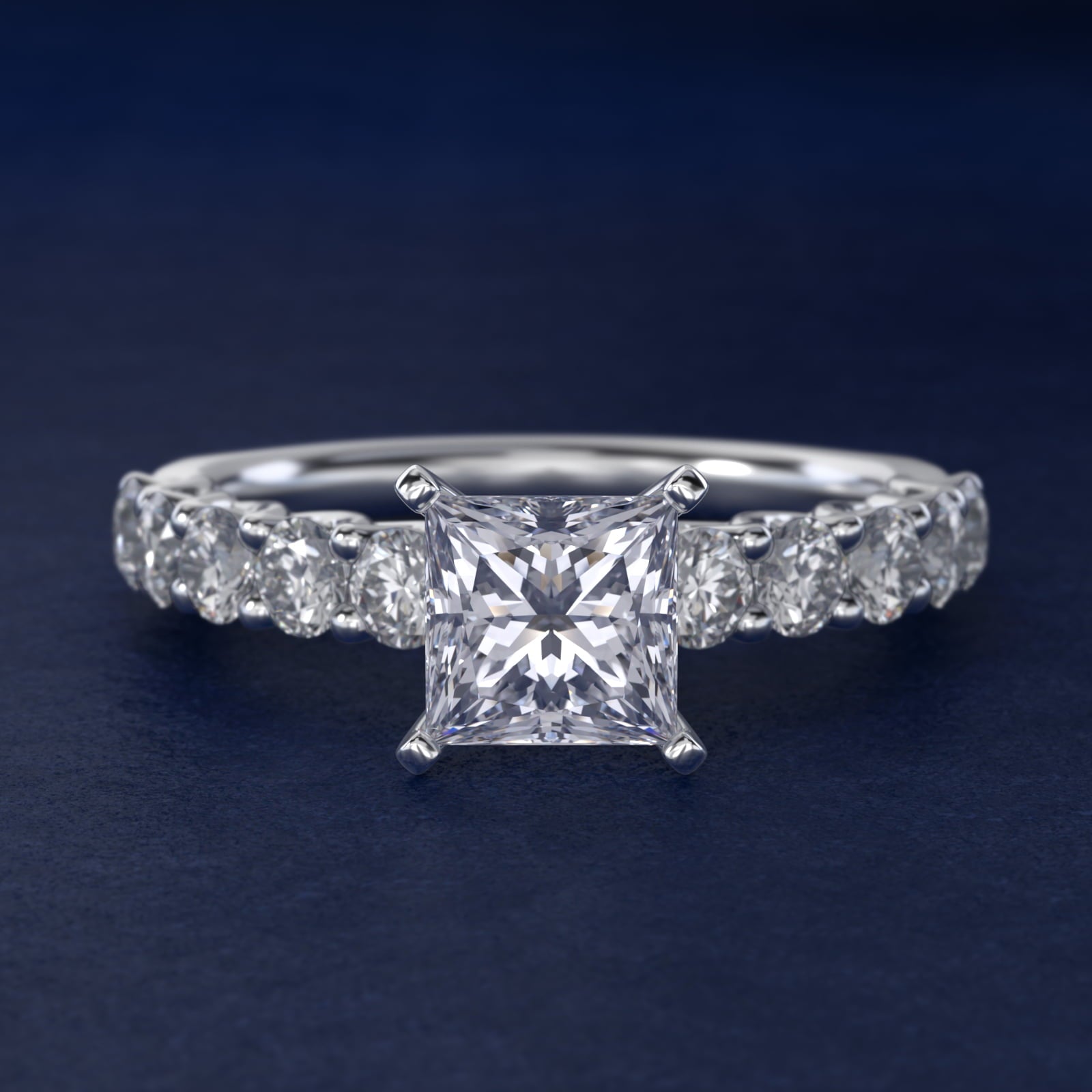Tessere Diamond Engagement Ring in 14k White Gold (5/8 ct. tw.) - Princess Center