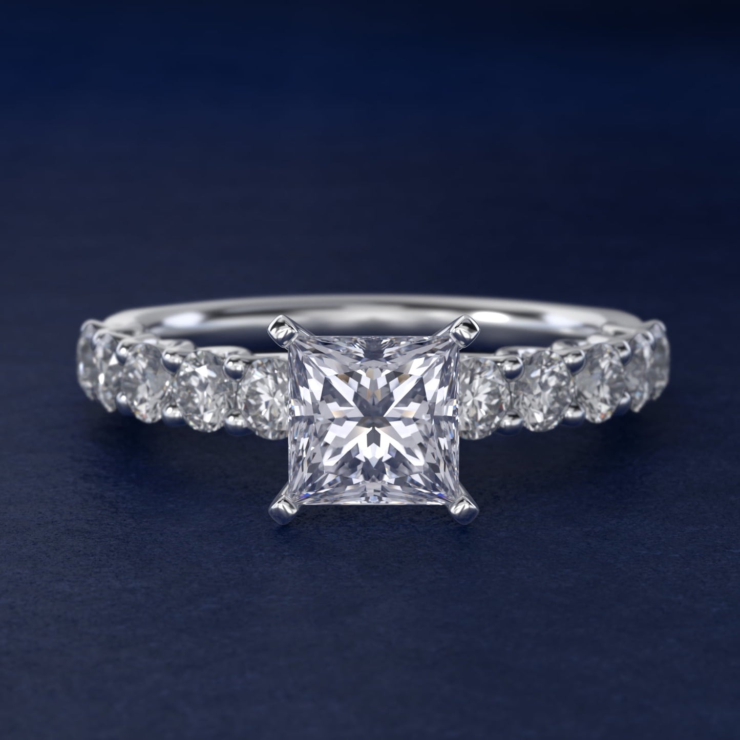 Tessere Diamond Engagement Ring in 18k White Gold (5/8 ct. tw.) - Princess Center