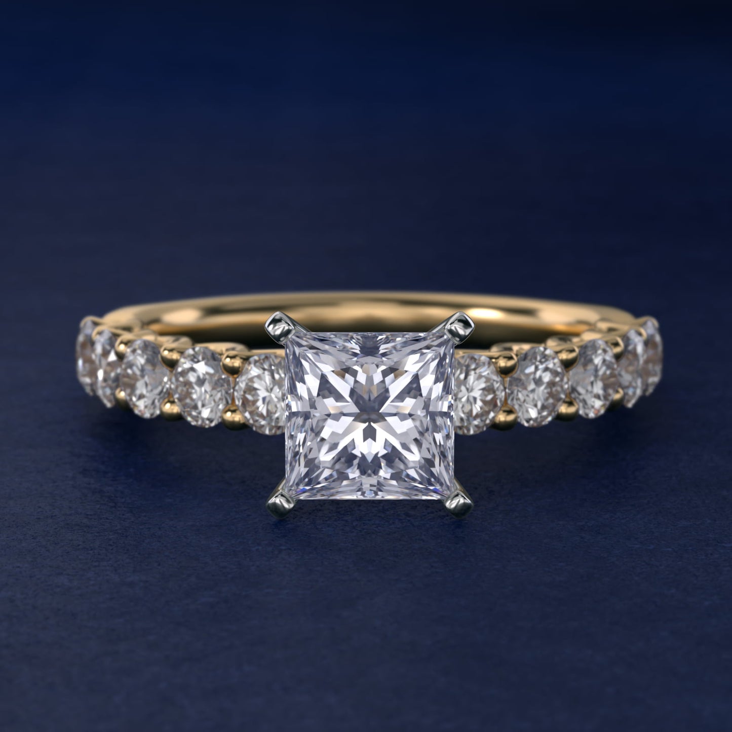Tessere Diamond Engagement Ring in 18k Yellow Gold (5/8 ct. tw.) - Princess Center