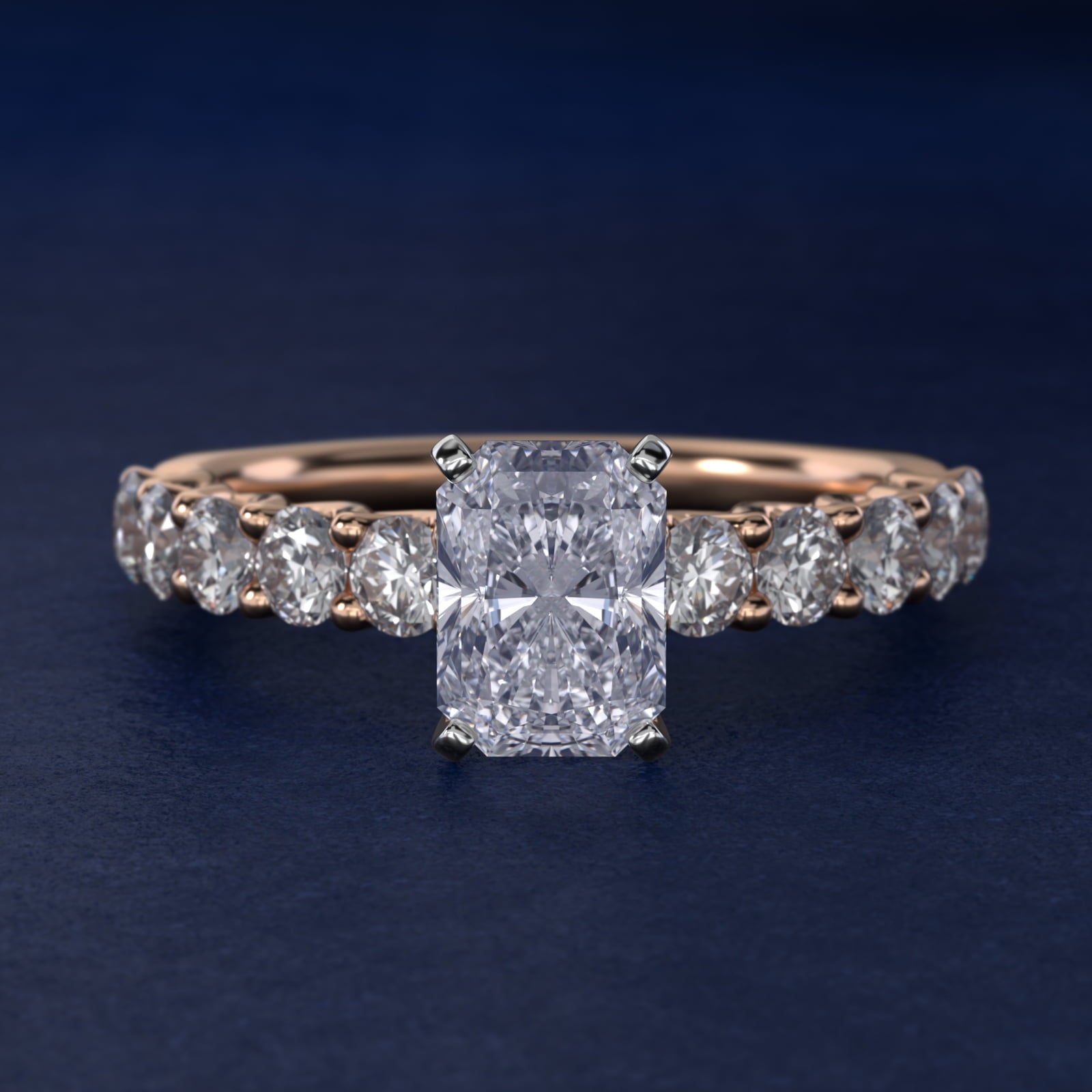 Tessere Diamond Engagement Ring in 14k Rose Gold (5/8 ct. tw.) - Radiant Center