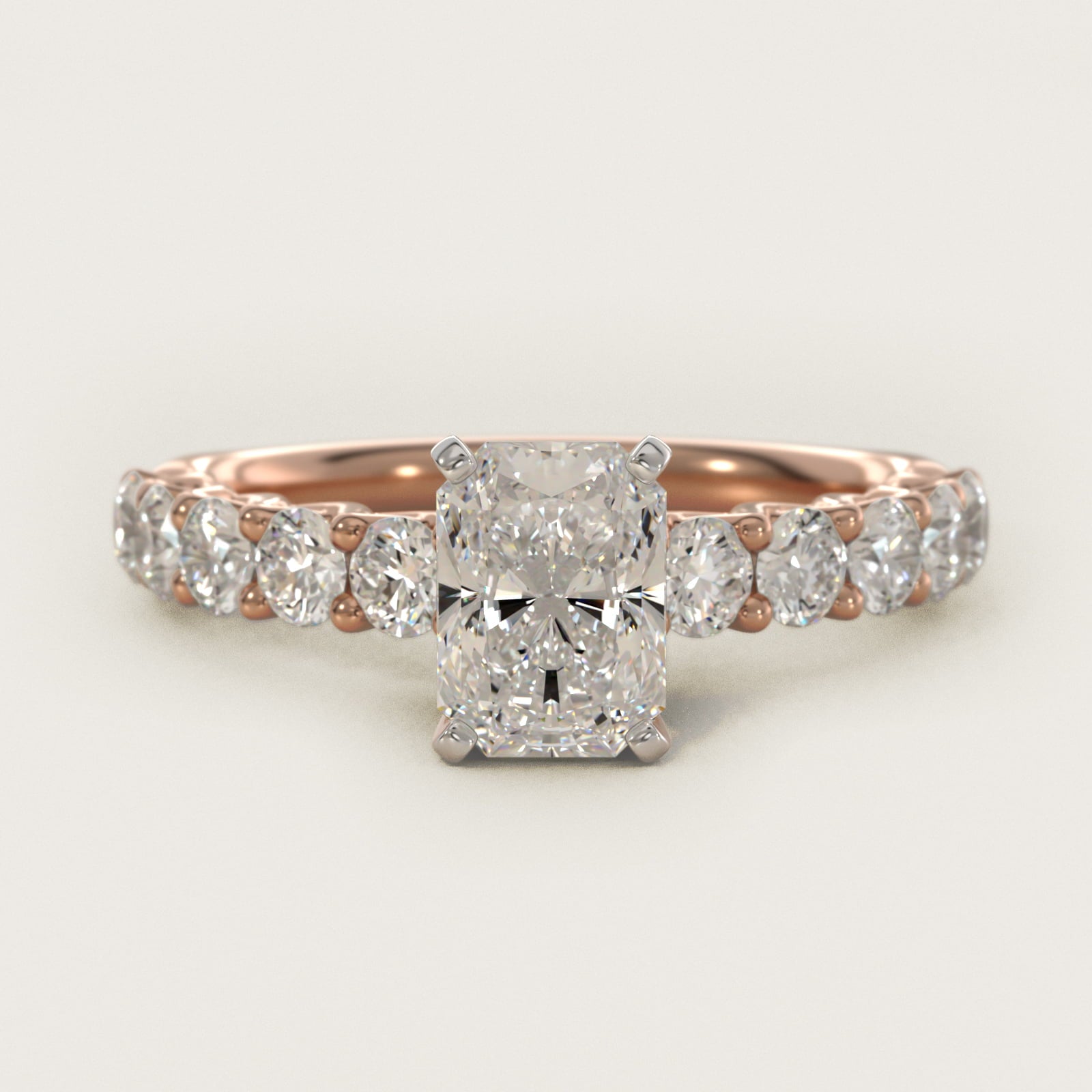 Tessere Diamond Engagement Ring in 18k Rose Gold (5/8 ct. tw.) - Radiant Center