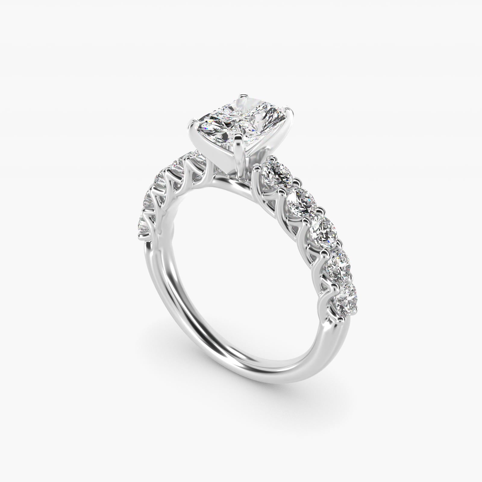Tessere Diamond Engagement Ring in 14k White Gold (5/8 ct. tw.) - Radiant Center