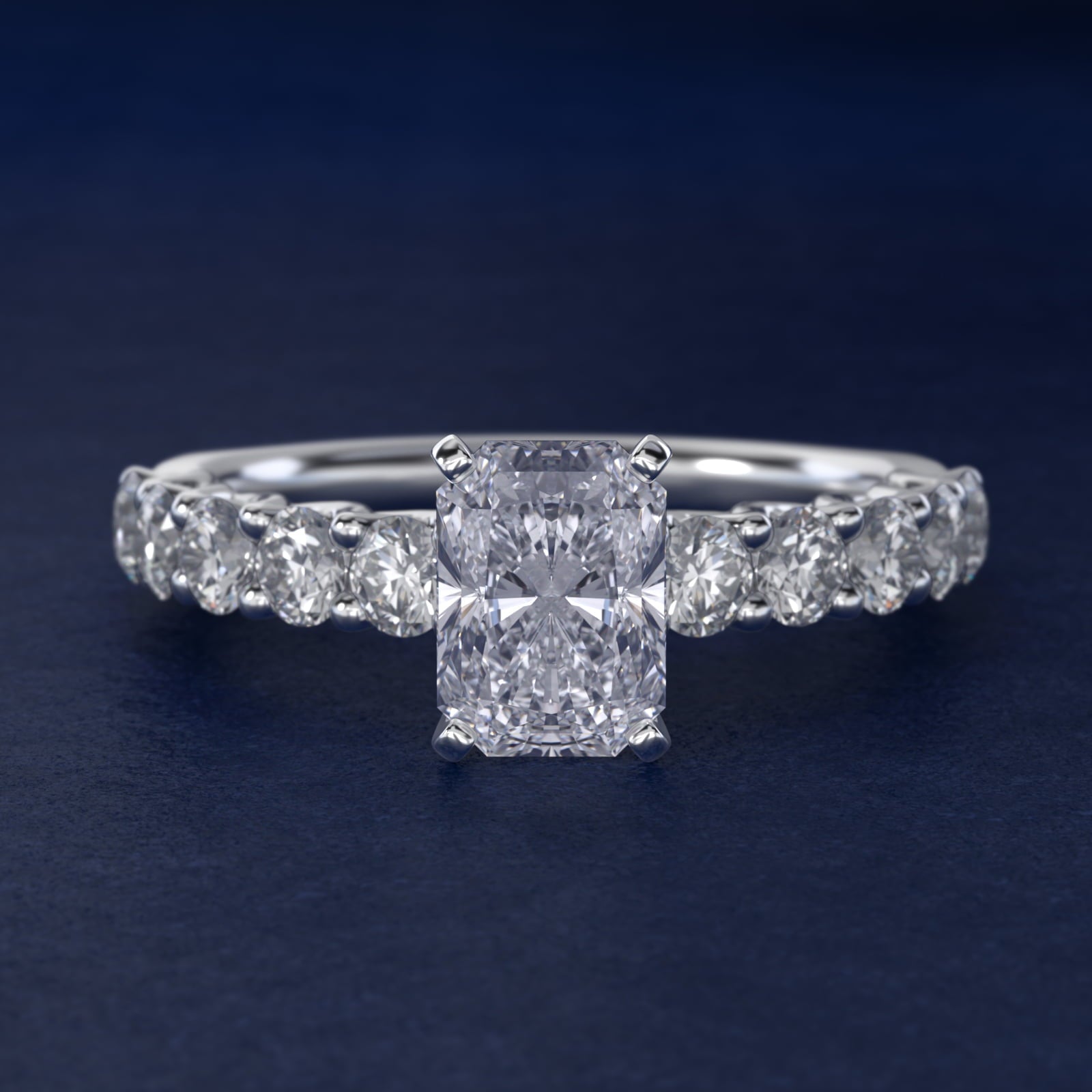 Tessere Diamond Engagement Ring in 14k White Gold (5/8 ct. tw.) - Radiant Center