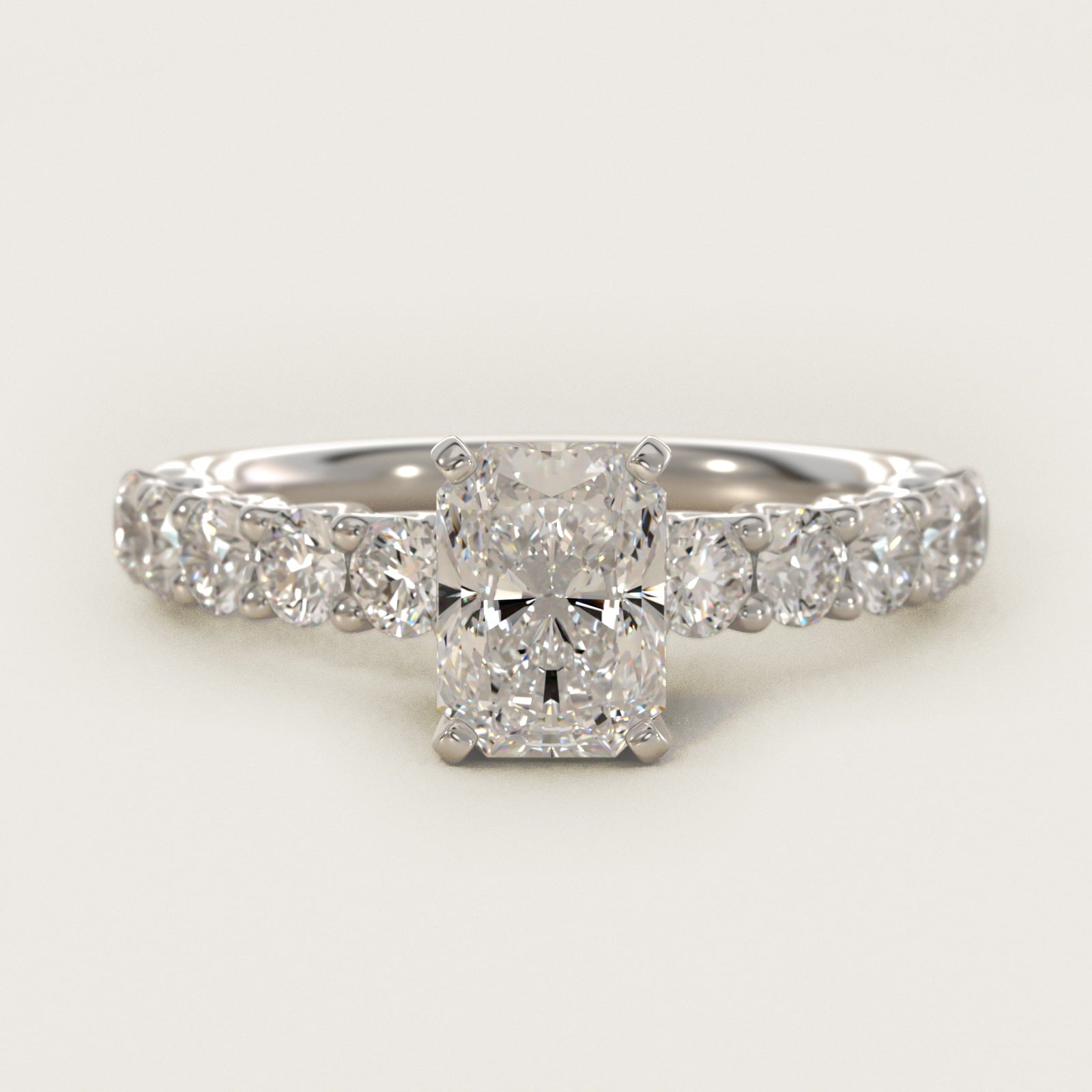 Tessere Diamond Engagement Ring in 18k White Gold (5/8 ct. tw.) - Radiant Center
