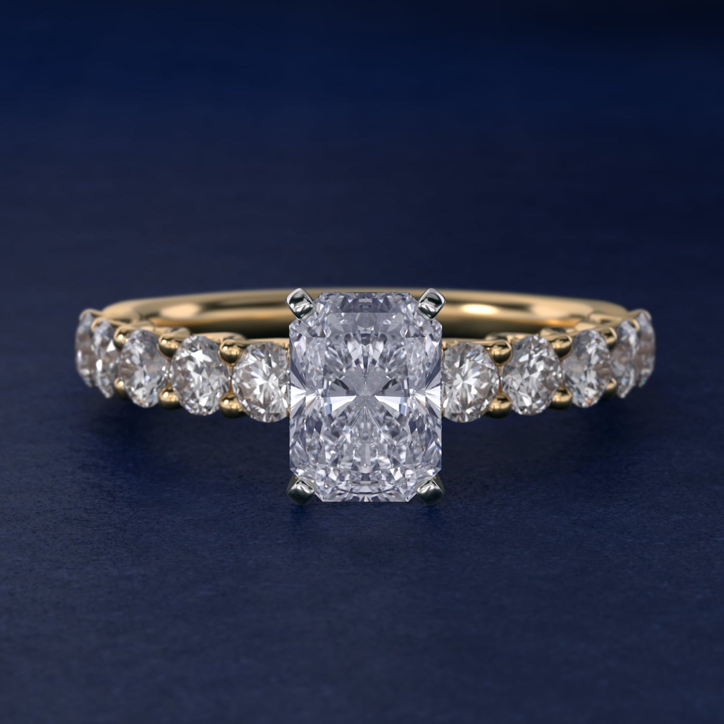 Tessere Diamond Engagement Ring in 18k Yellow Gold (5/8 ct. tw.) - Radiant Center