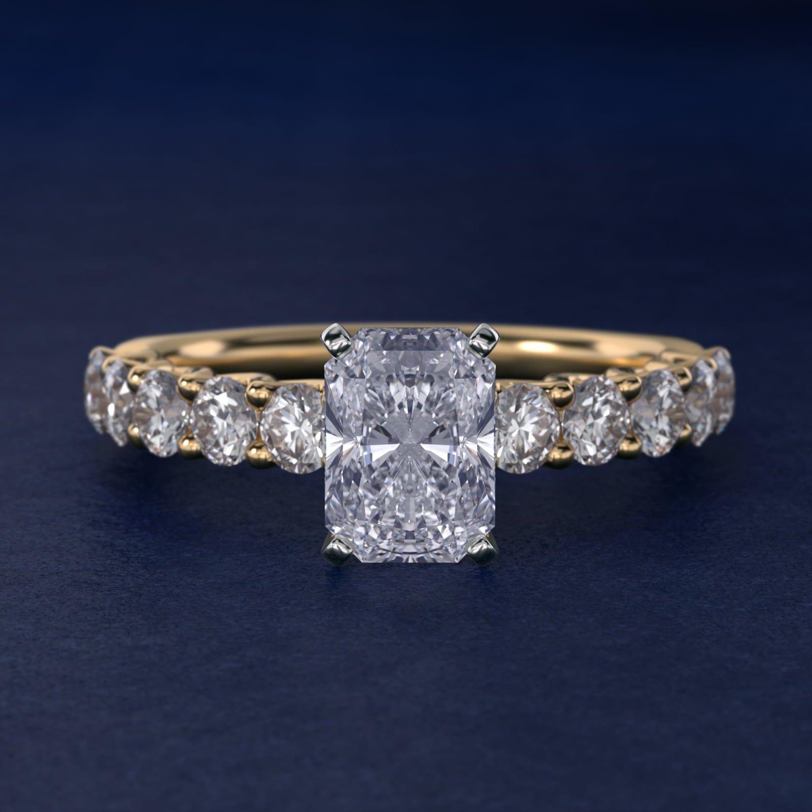 Tessere Diamond Engagement Ring in 18k Yellow Gold (5/8 ct. tw.) - Radiant Center