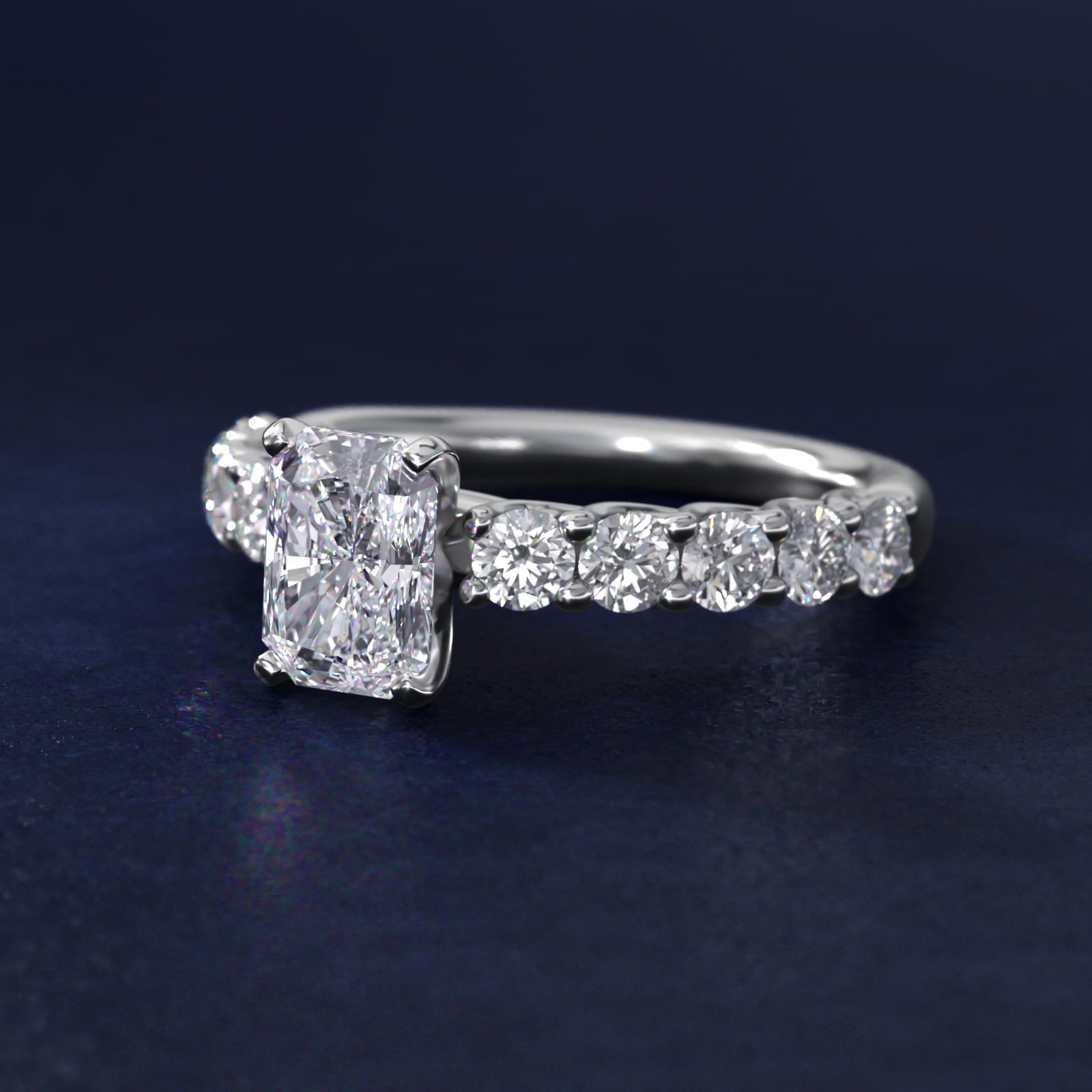 Tessere Diamond Engagement Ring in Platinum (5/8 ct. tw.) - Radiant Center