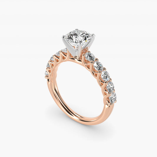 Tessere Diamond Engagement Ring in 18k Rose Gold (5/8 ct. tw.) - Round Center