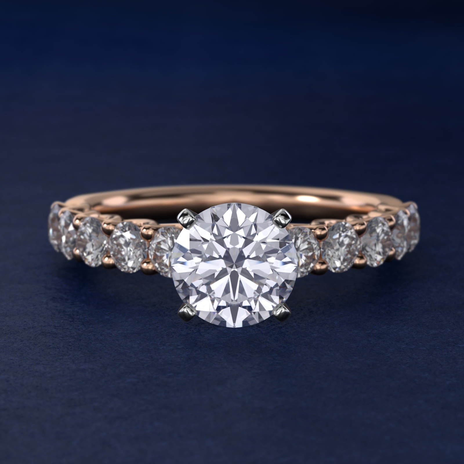 Tessere Diamond Engagement Ring in 18k Rose Gold (5/8 ct. tw.) - Round Center