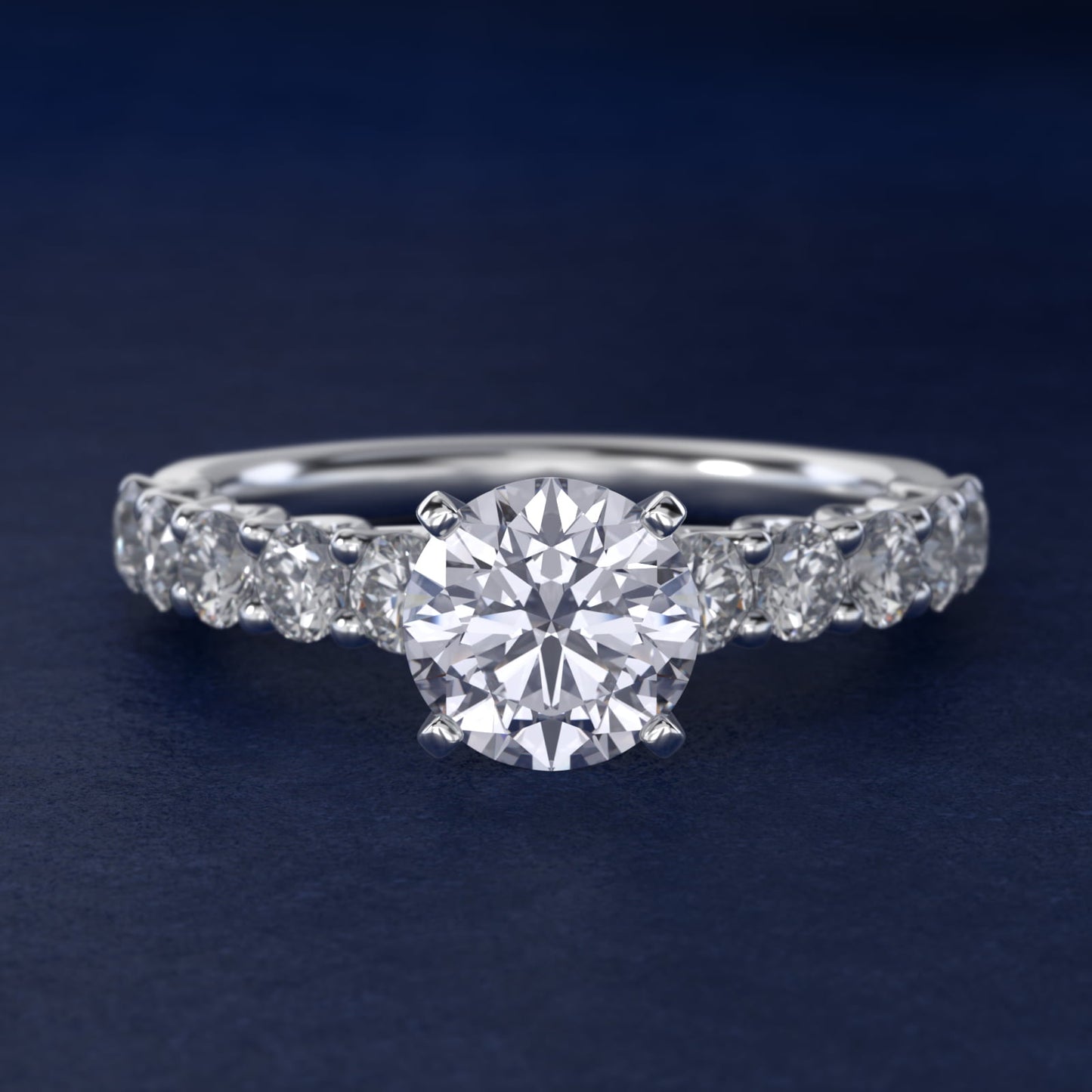 Tessere Diamond Engagement Ring in 18k White Gold (5/8 ct. tw.) - Round Center