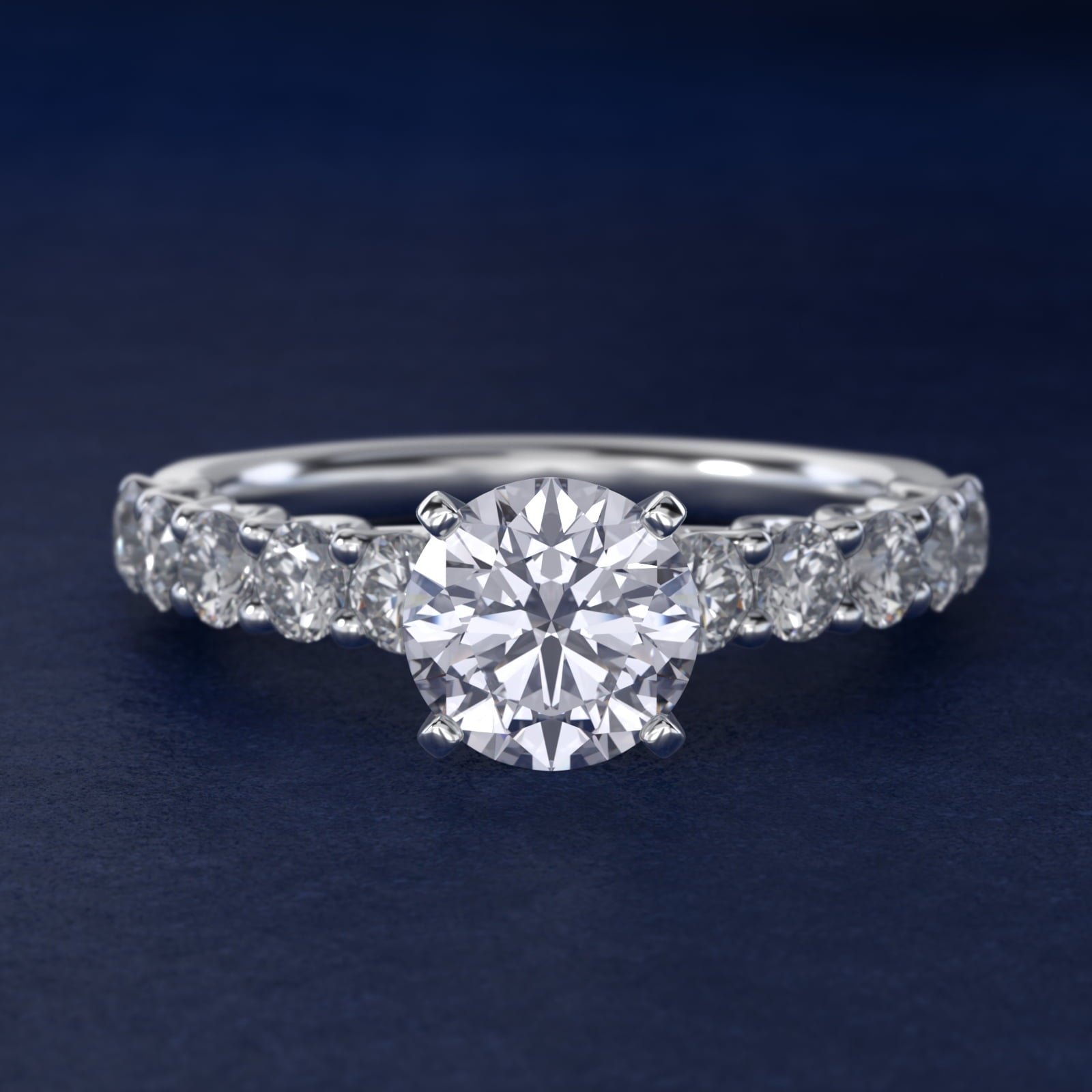 Tessere Diamond Engagement Ring in 18k White Gold (5/8 ct. tw.) - Round Center