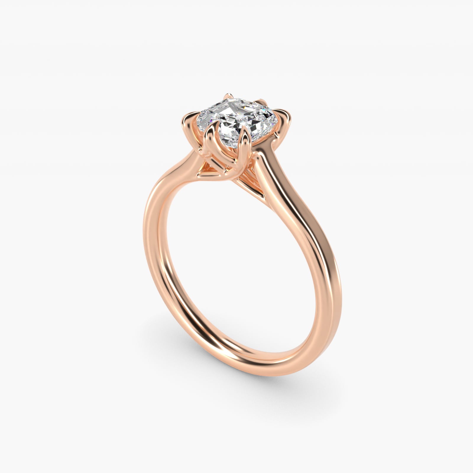 The Gallery Collection Six-Prong Trellis Solitaire Diamond Engagement Ring in 18k Rose Gold - Asscher Center