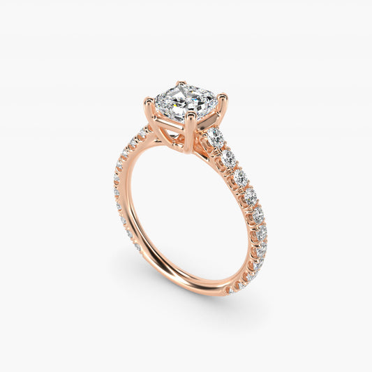 The Gallery Collection™ Cathedral PavŽ Diamond Engagement Ring in 14k Rose Gold (5/8 ct. tw.) - Asscher Center
