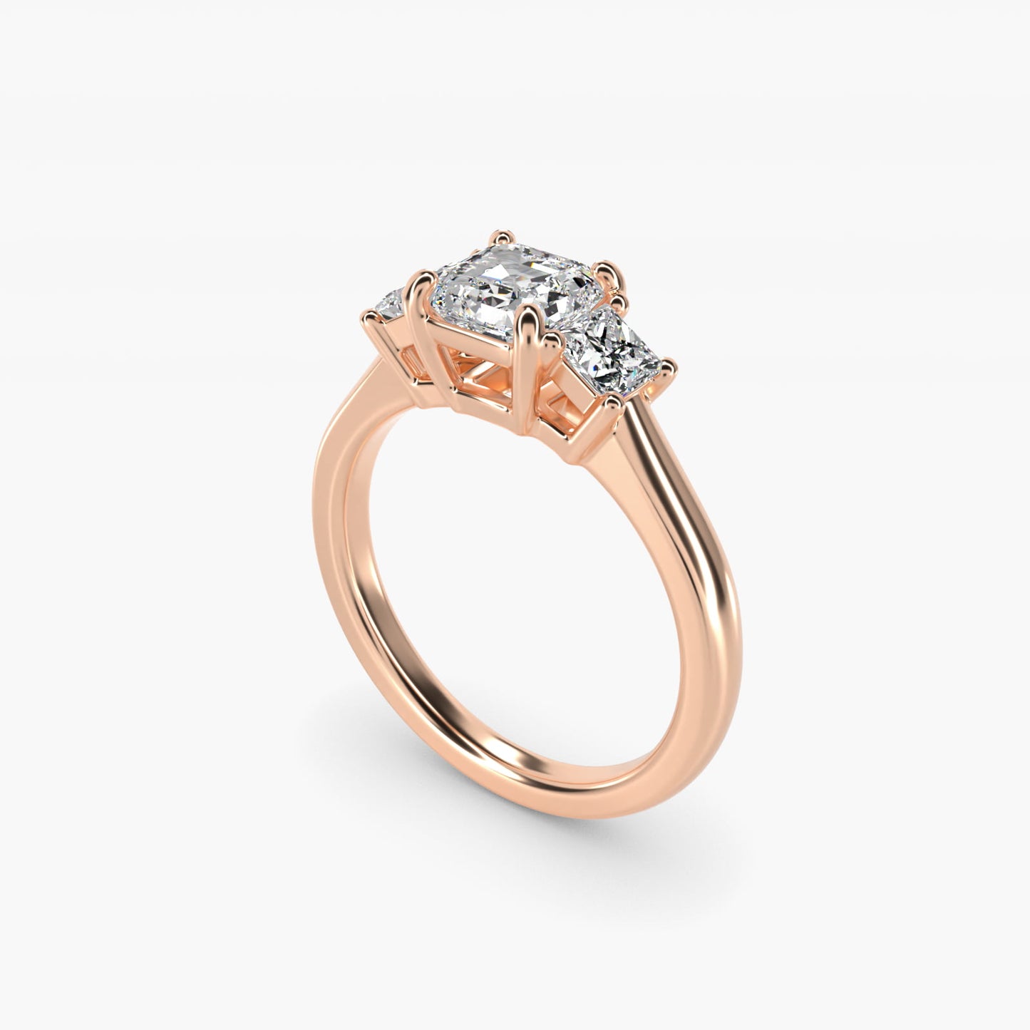 The Gallery Collection™ Princess-Cut Three-Stone Diamond Engagement Ring in 14k Rose Gold (3/8 ct. tw.) - Asscher Center
