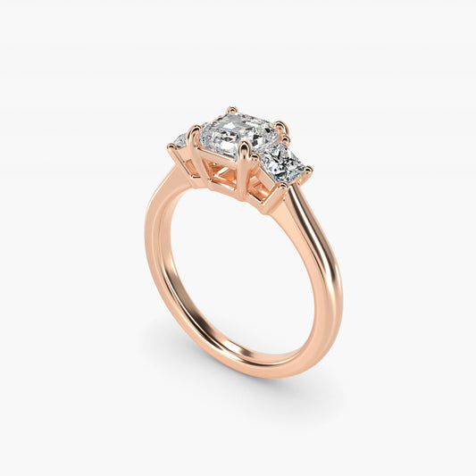 The Gallery Collection™ Princess-Cut Three-Stone Diamond Engagement Ring in 14k Rose Gold (3/8 ct. tw.) - Asscher Center