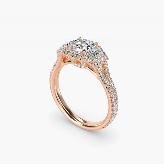 The Gallery Collection? Rolled Micropav? Diamond Engagement Ring in 18k Rose Gold (3/8 ct. tw.) - Asscher Center