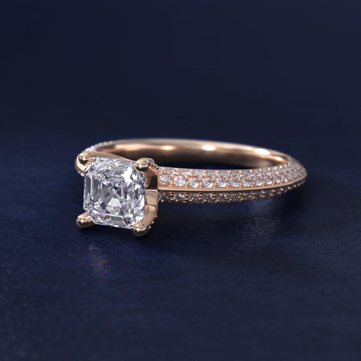 The Gallery Collection™ Knife Edge MicropavŽ Diamond Engagement Ring in 14k Rose Gold (3/8 ct. tw.) - Asscher Center