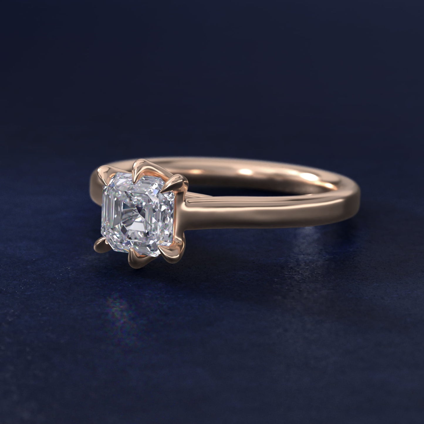 The Gallery Collection Six-Prong Trellis Solitaire Diamond Engagement Ring in 18k Rose Gold - Asscher Center